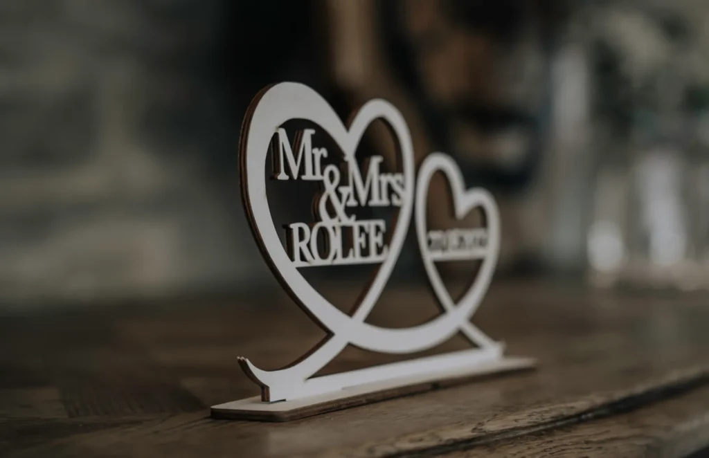 A Mr and Mrs sign on the top table